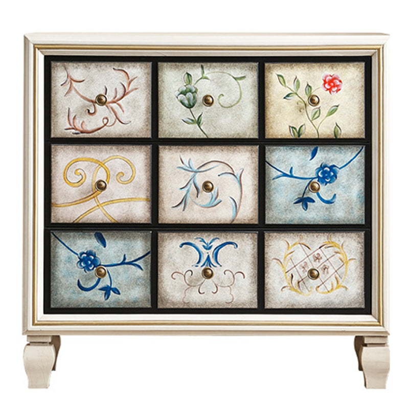 Traditional Wooden Bedroom Chest Horizontal Storage Chest with Drawers