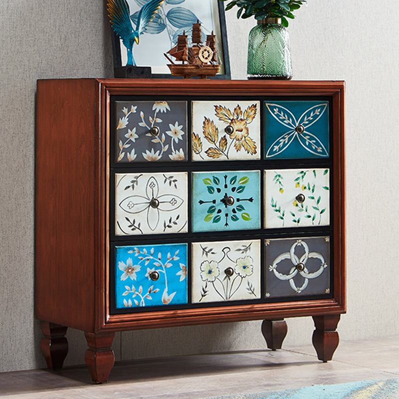 Traditional Wooden Bedroom Chest Horizontal Storage Chest with Drawers