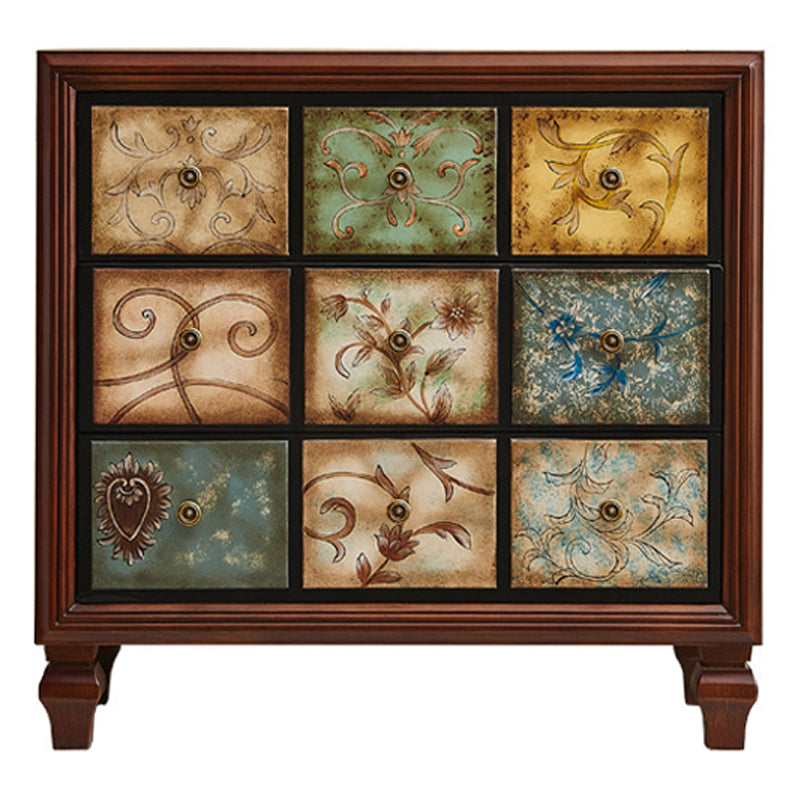 Traditional Wooden Bedroom Chest Horizontal Storage Chest with Drawers