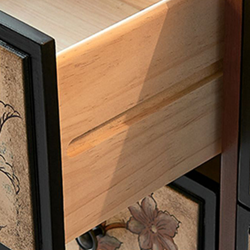 Traditional Wooden Bedroom Chest Horizontal Storage Chest with Drawers