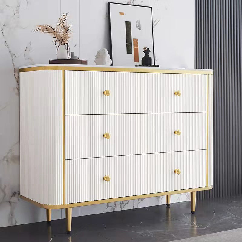 Glam Stone Bedroom Chest White 15" Wide Storage Chest with Drawers