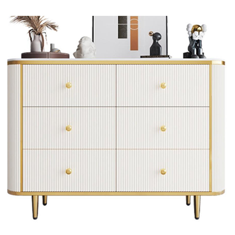 Glam Stone Bedroom Chest White 15" Wide Storage Chest with Drawers
