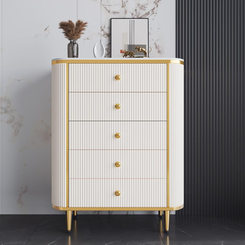 Glam Stone Bedroom Chest White 15" Wide Storage Chest with Drawers