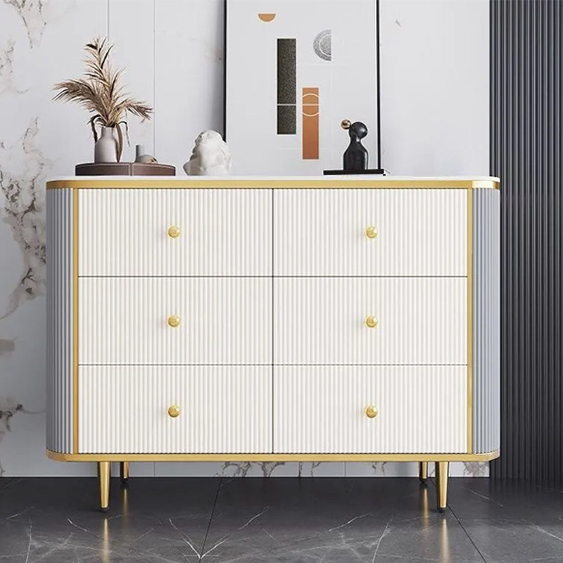 Glam Stone Bedroom Chest White 15" Wide Storage Chest with Drawers