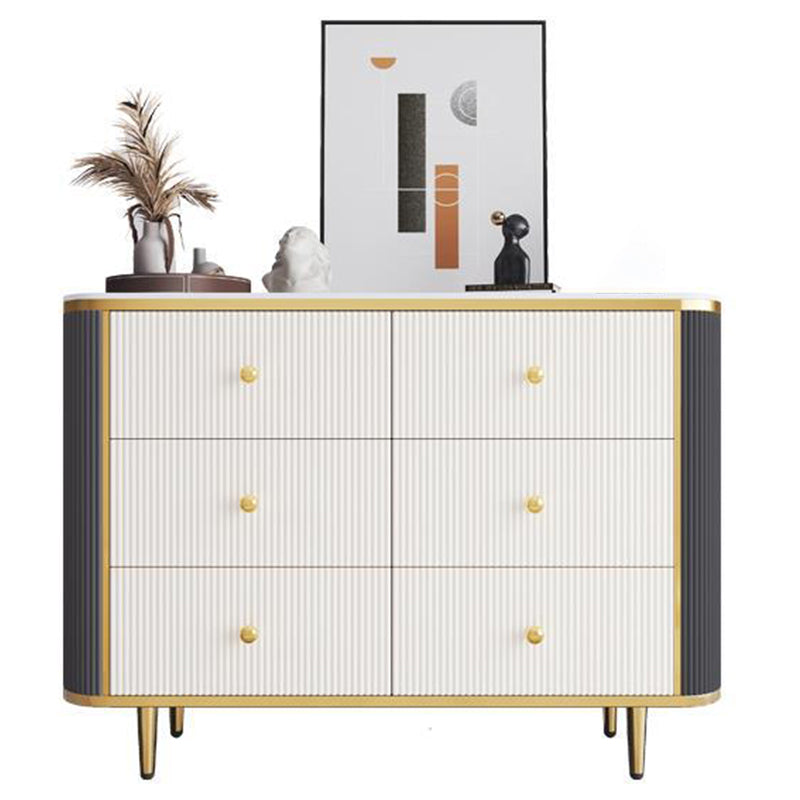 Glam Stone Bedroom Chest White 15" Wide Storage Chest with Drawers