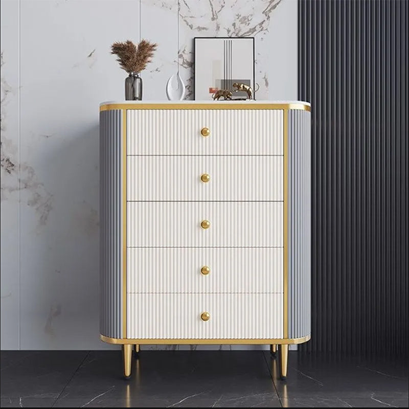 Glam Stone Bedroom Chest White 15" Wide Storage Chest with Drawers