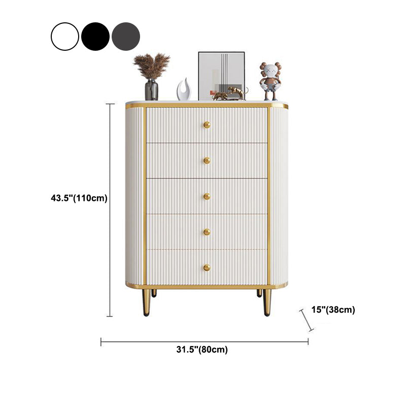 Glam Stone Bedroom Chest White 15" Wide Storage Chest with Drawers