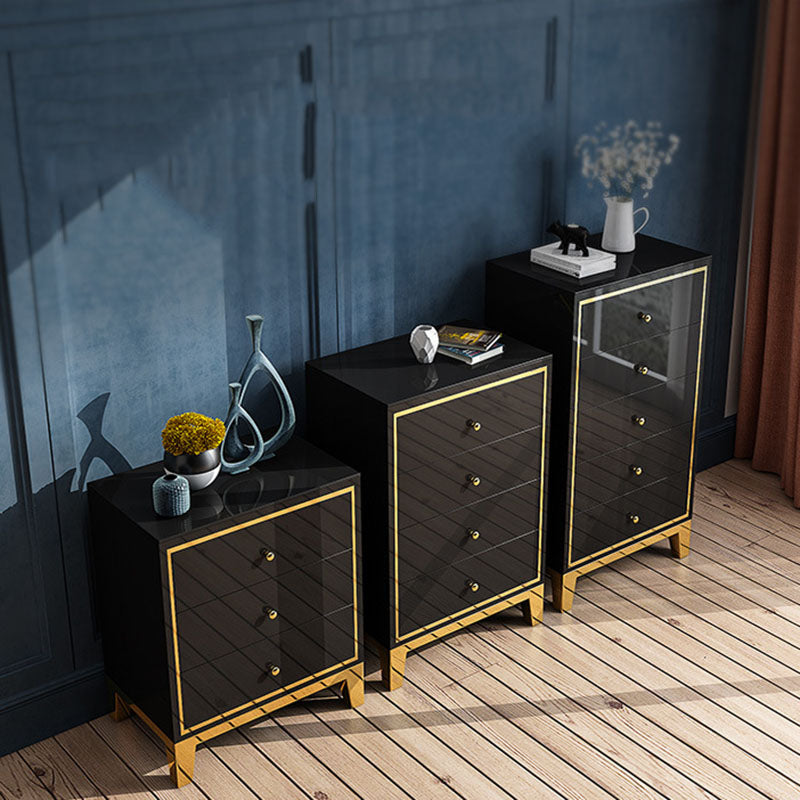 Bedroom Glam Wooden Storage Chest Vertical Chest with Drawers