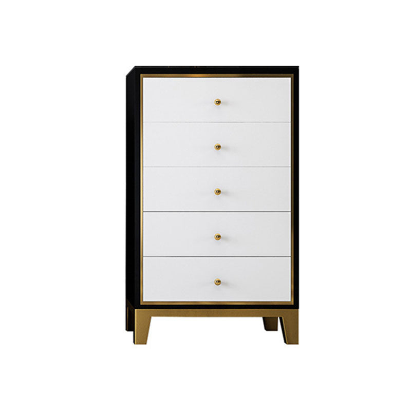 Bedroom Glam Wooden Storage Chest Vertical Chest with Drawers