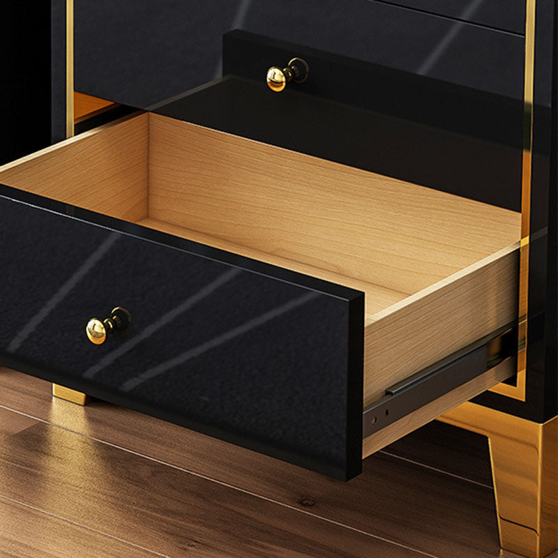 Bedroom Glam Wooden Storage Chest Vertical Chest with Drawers