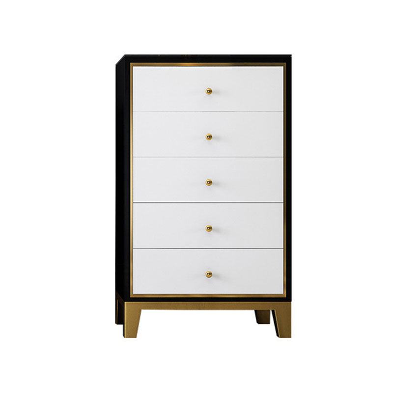 Bedroom Glam Wooden Storage Chest Vertical Chest with Drawers