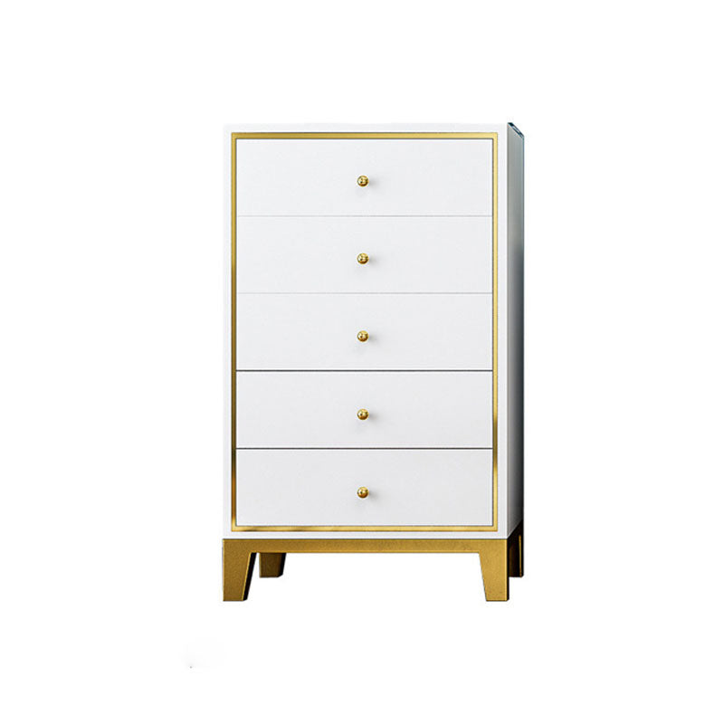 Bedroom Glam Wooden Storage Chest Vertical Chest with Drawers