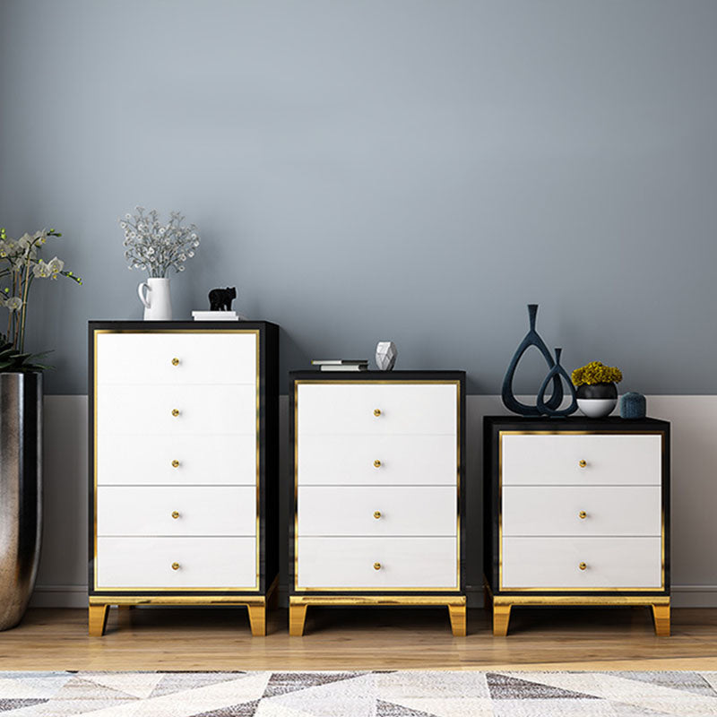 Bedroom Glam Wooden Storage Chest Vertical Chest with Drawers