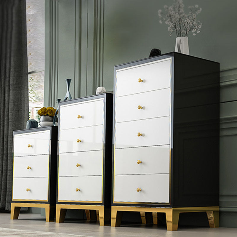 Bedroom Glam Wooden Storage Chest Vertical Chest with Drawers