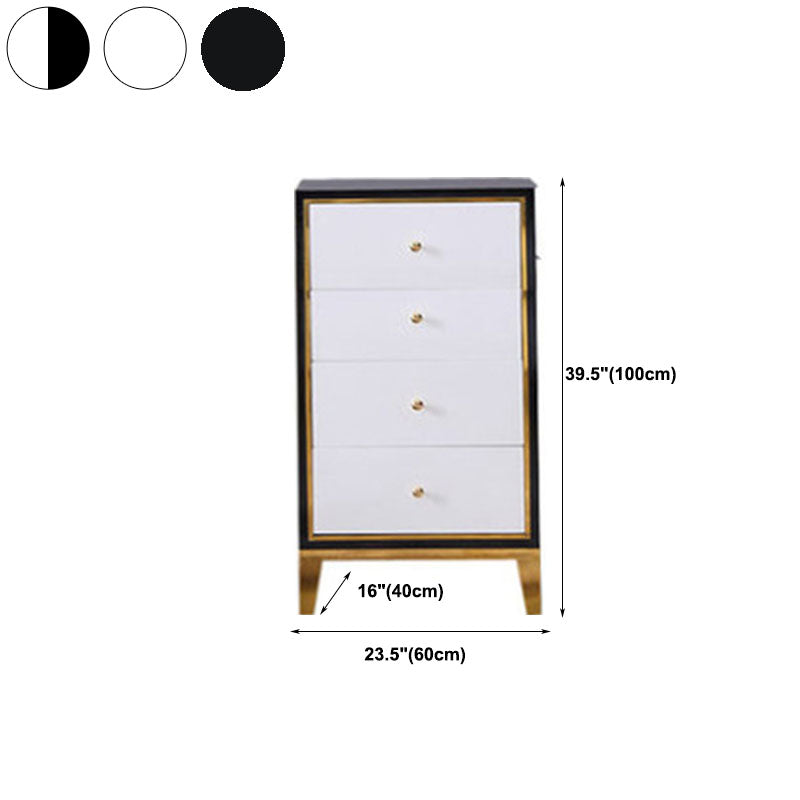 Bedroom Glam Wooden Storage Chest Vertical Chest with Drawers