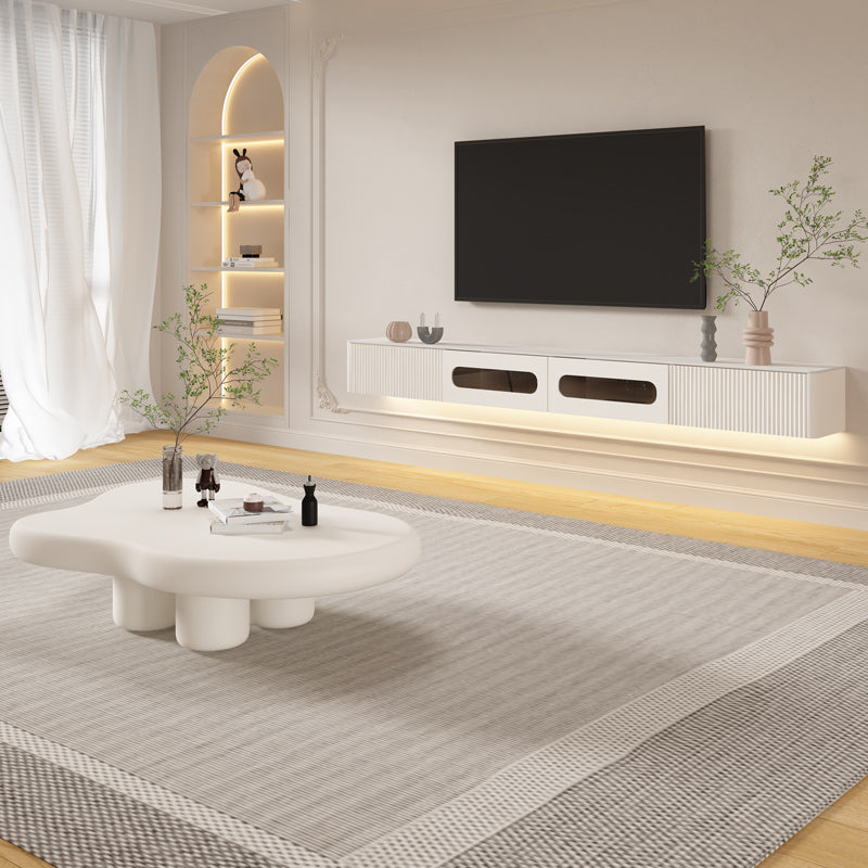 Modern White TV Stand Wall-mounted TV Media Stand with Storage for Living Room