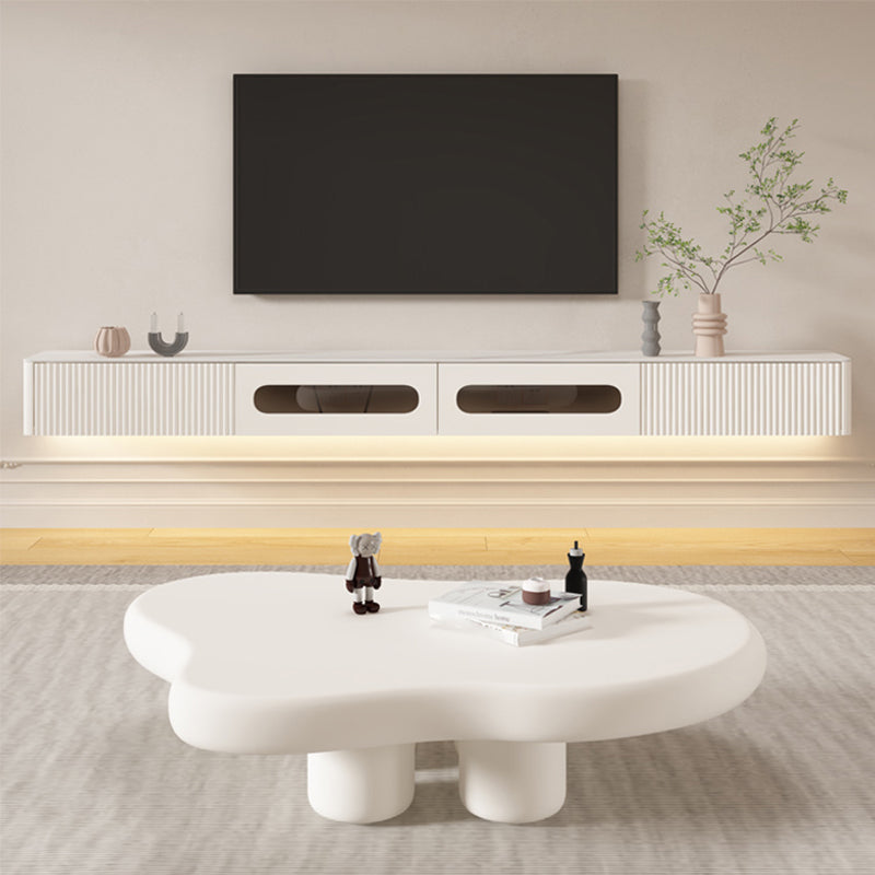 Modern White TV Stand Wall-mounted TV Media Stand with Storage for Living Room