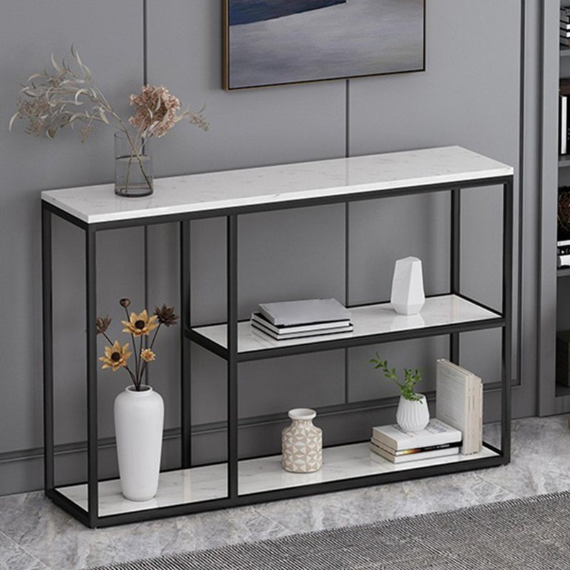 11.8" W Rectangle End Table Storage Slate Glam Console Table