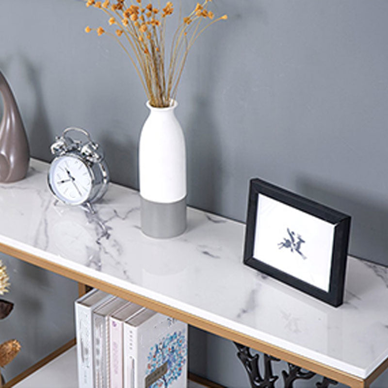 12" W Modern Marble Console Table Resistant Floor Shelf Accent Table for Hall