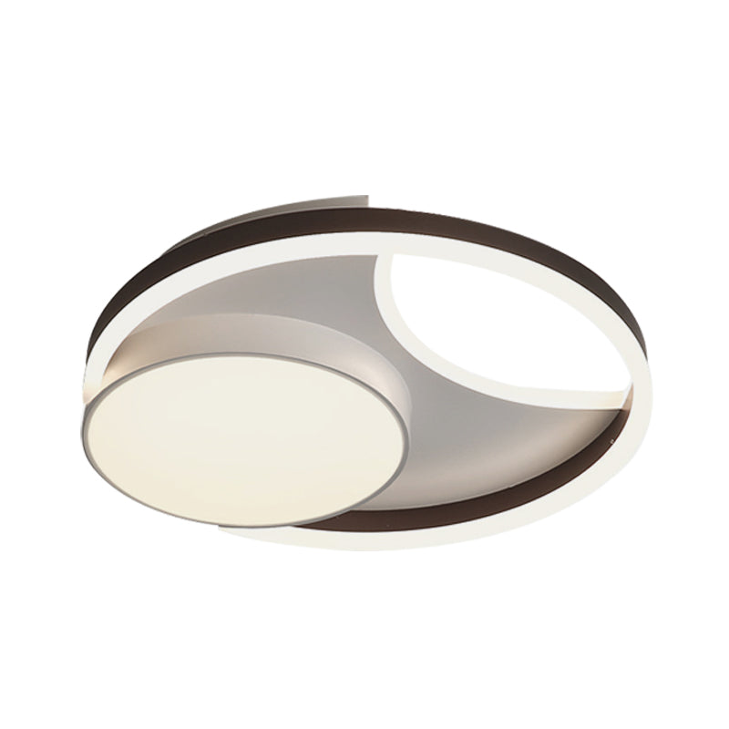 Metallic Round Flushmount Lighting Minimalist LED Ceiling Mounted Fixture in Coffee for Bedroom, 16.5"/20.5" Wide