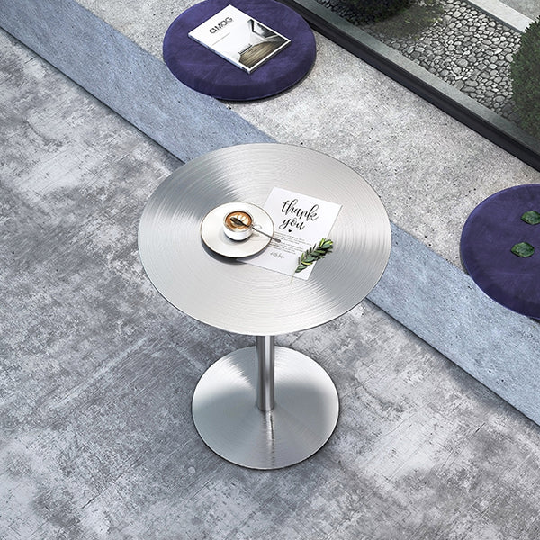 Round Counter Height Metal Dining Table in Steel Industrial Counter Table