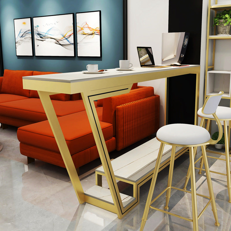 Metal and Slate Rectangular Table Glam Bar Counter Home Bar Table