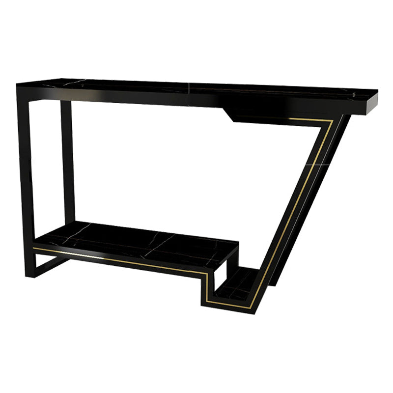 Metal and Slate Rectangular Table Glam Bar Counter Home Bar Table