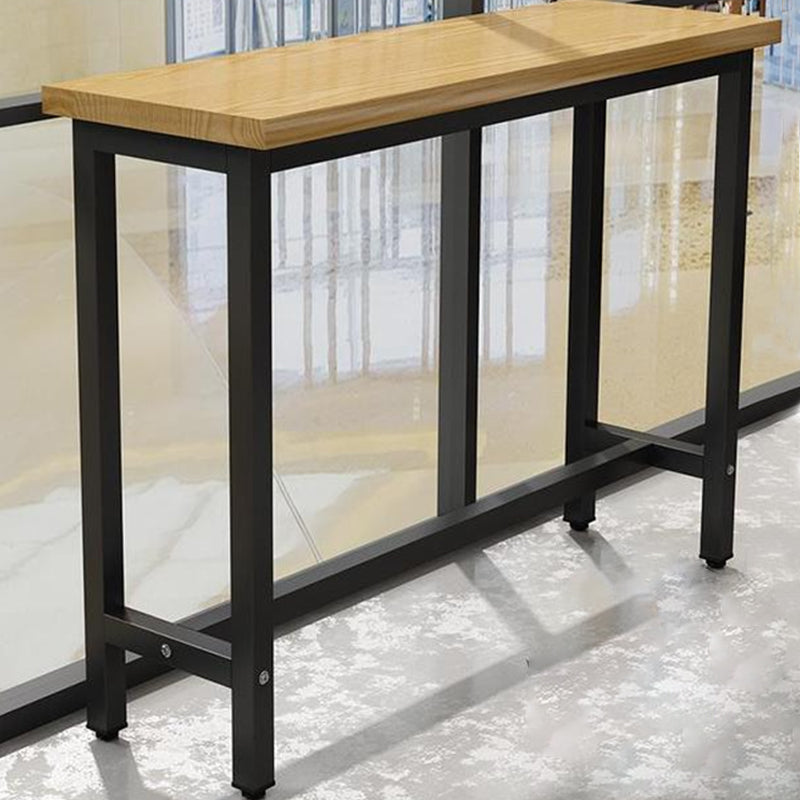 Modern Wood Counter Table Rectangle Top Table with Black Base