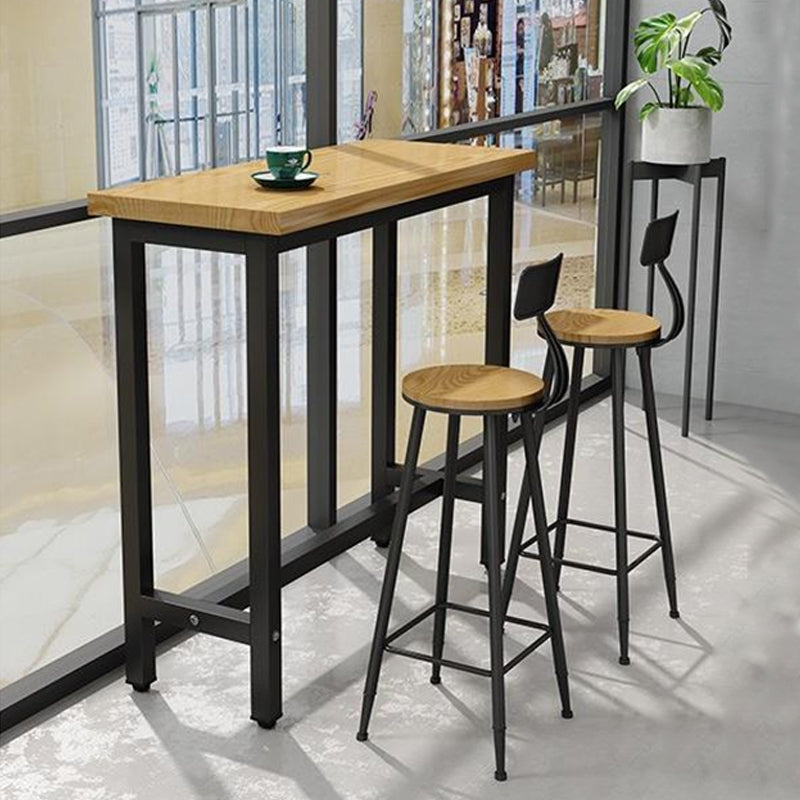 Modern Wood Counter Table Rectangle Top Table with Black Base