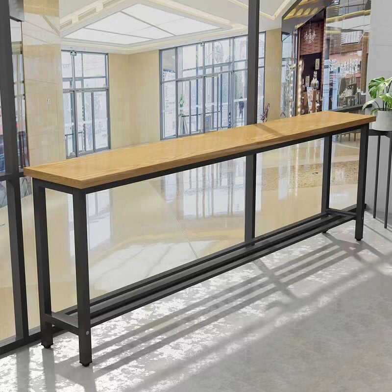 Modern Wood Counter Table Rectangle Top Table with Black Base