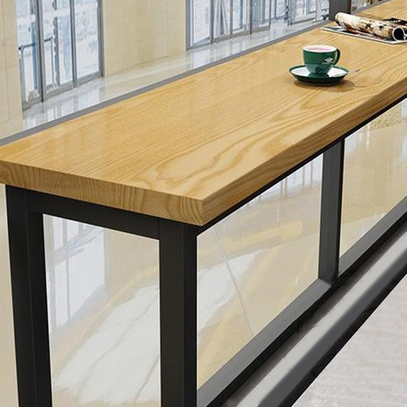 Modern Wood Counter Table Rectangle Top Table with Black Base