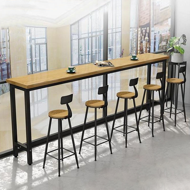 Modern Wood Counter Table Rectangle Top Table with Black Base