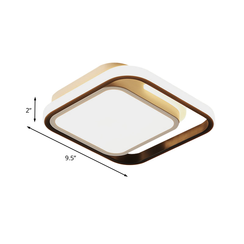 Quadrato Flush Lighting Simple Metallic LED Black Flush Mount Massimale Lampada per Corridor in White / Warm/3 Color Light