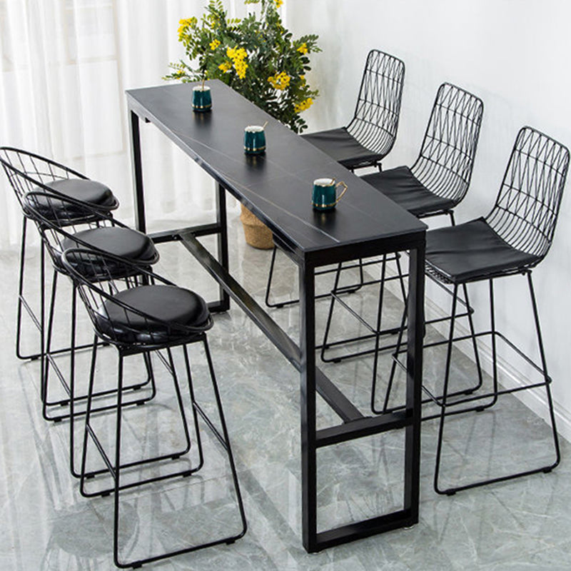 Faux Marble Counter Dining Table Contemporary Metal Base Counter Wine Table