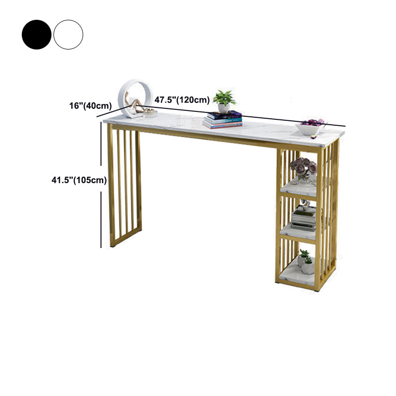Faux Marble Counter Height Bar Table Glam Metal Base Counter Wine Table