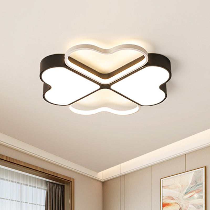 Clover Ceiling Flush Mount Contemporary Metal LED Black Flush Light Fixture for Bedroom in Warm/White Light