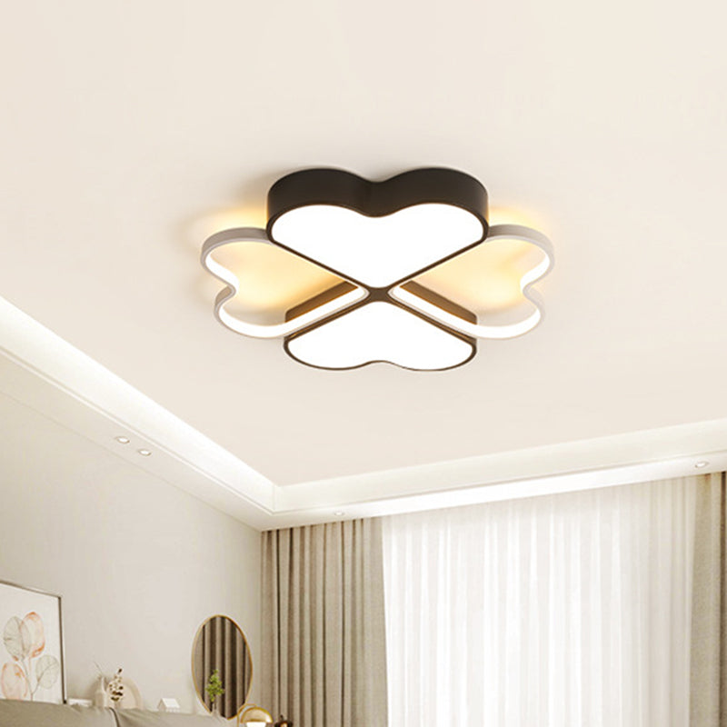 Clover Ceiling Flush Mount Contemporary Metal LED Black Flush Light Fixture for Bedroom in Warm/White Light