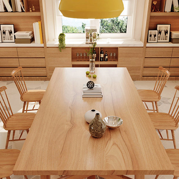 Modern 1/2/7 Pieces Rectangle Dining Set Solid Wood Dining Table with Wooden Chairs