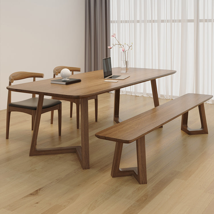 Modern 1/2/4 Pieces Rectangle Dining Set Solid Wood Dining Table with Wooden Chairs