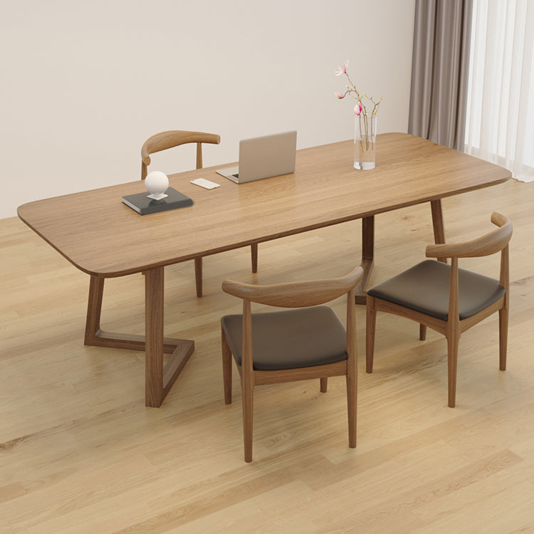 Modern 1/2/4 Pieces Rectangle Dining Set Solid Wood Dining Table with Wooden Chairs