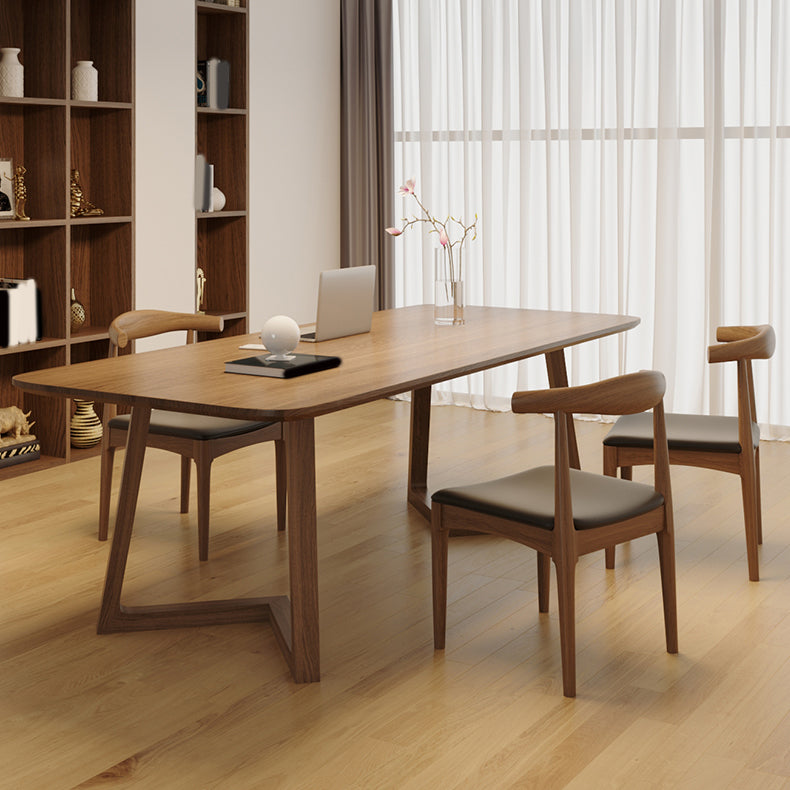 Modern 1/2/4 Pieces Rectangle Dining Set Solid Wood Dining Table with Wooden Chairs