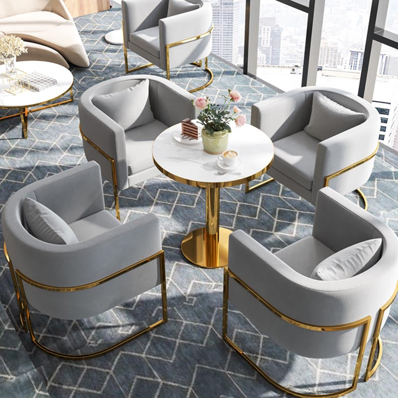 Glam Style Faux Marble Dining Set Round 1/2/3/5 Pieces Dining Set for Home Use