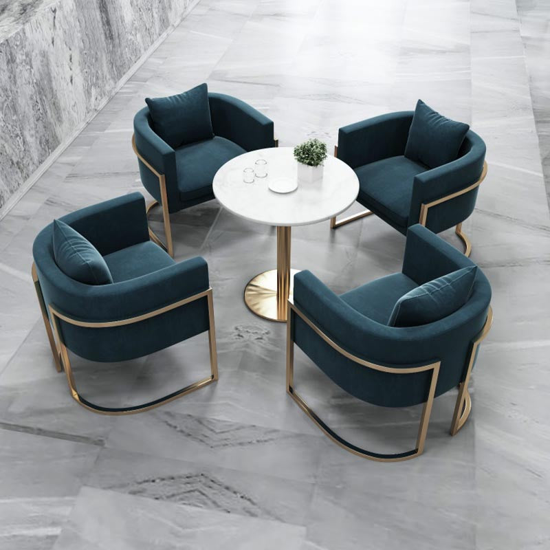 Glam Style Faux Marble Dining Set Round 1/2/3/5 Pieces Dining Set for Home Use