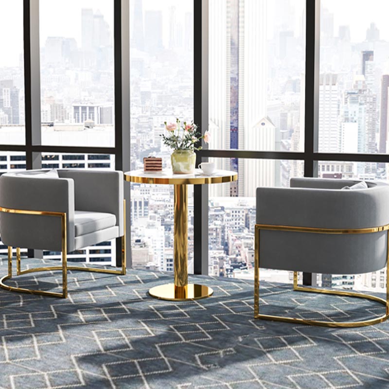 Glam Style Faux Marble Dining Set Round 1/2/3/5 Pieces Dining Set for Home Use