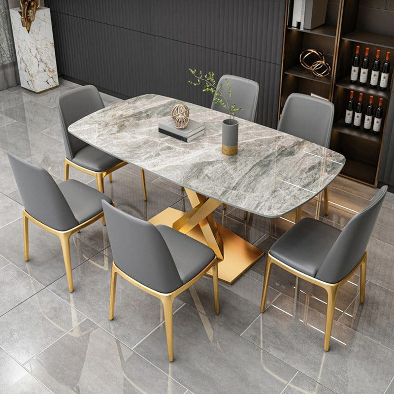 Glam Rectangle Stone Table Set 1/4/5/7 Pieces Dining Set for Kitchen