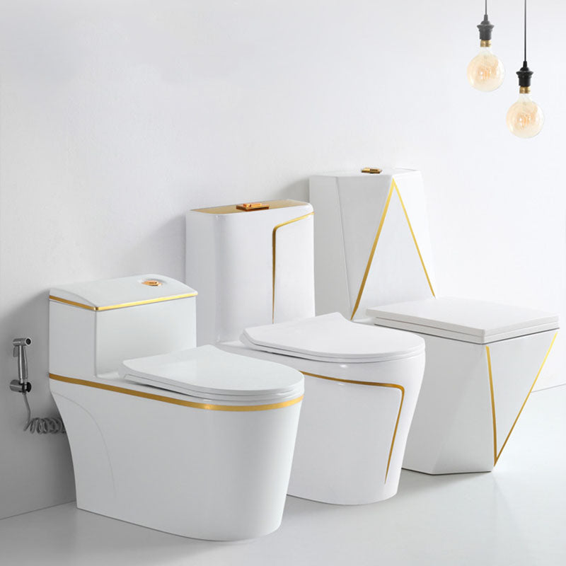Siphon Jet Toilet Traditional One-Piece Toilet with Slow Close Seat
