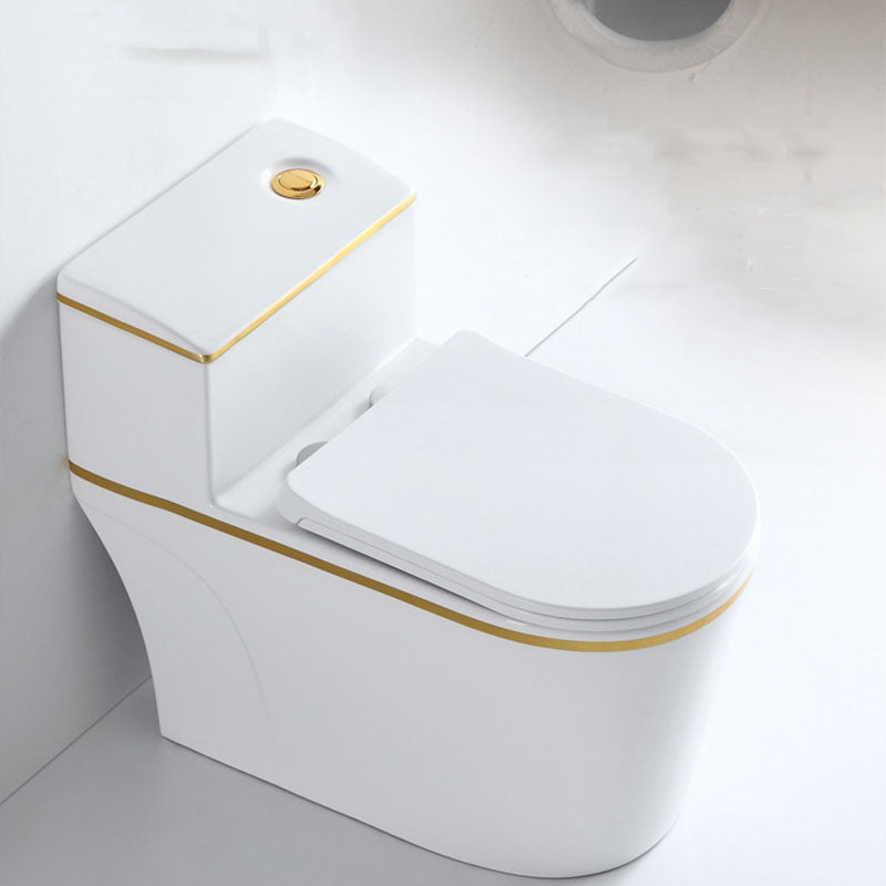 Siphon Jet Toilet Traditional One-Piece Toilet with Slow Close Seat