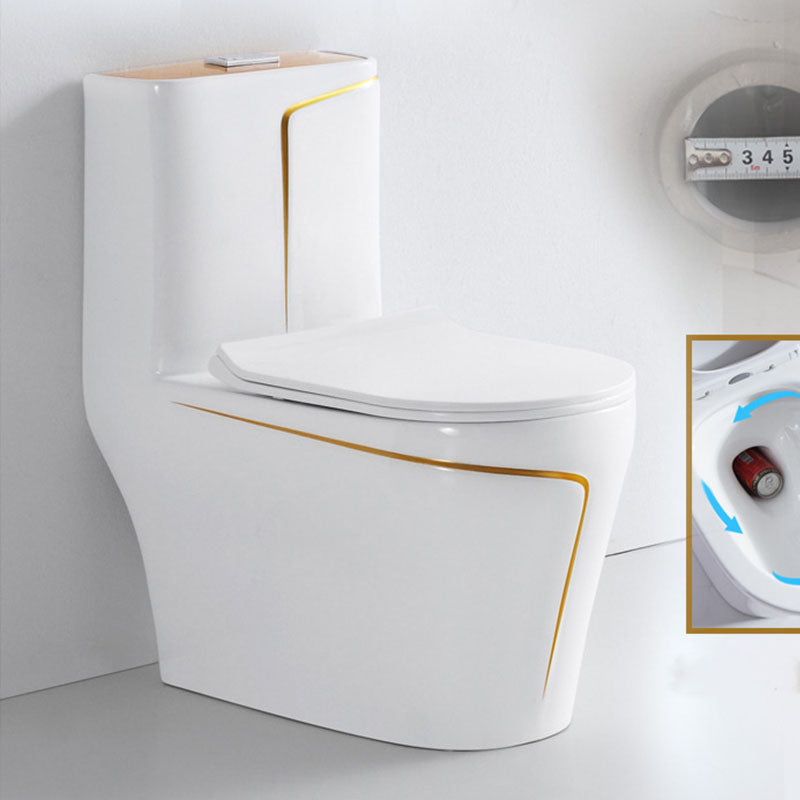 Siphon Jet Toilet Traditional One-Piece Toilet with Slow Close Seat