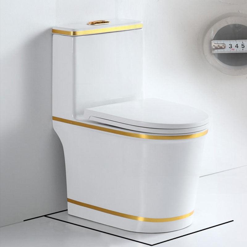 Siphon Jet Toilet Traditional One-Piece Toilet with Slow Close Seat