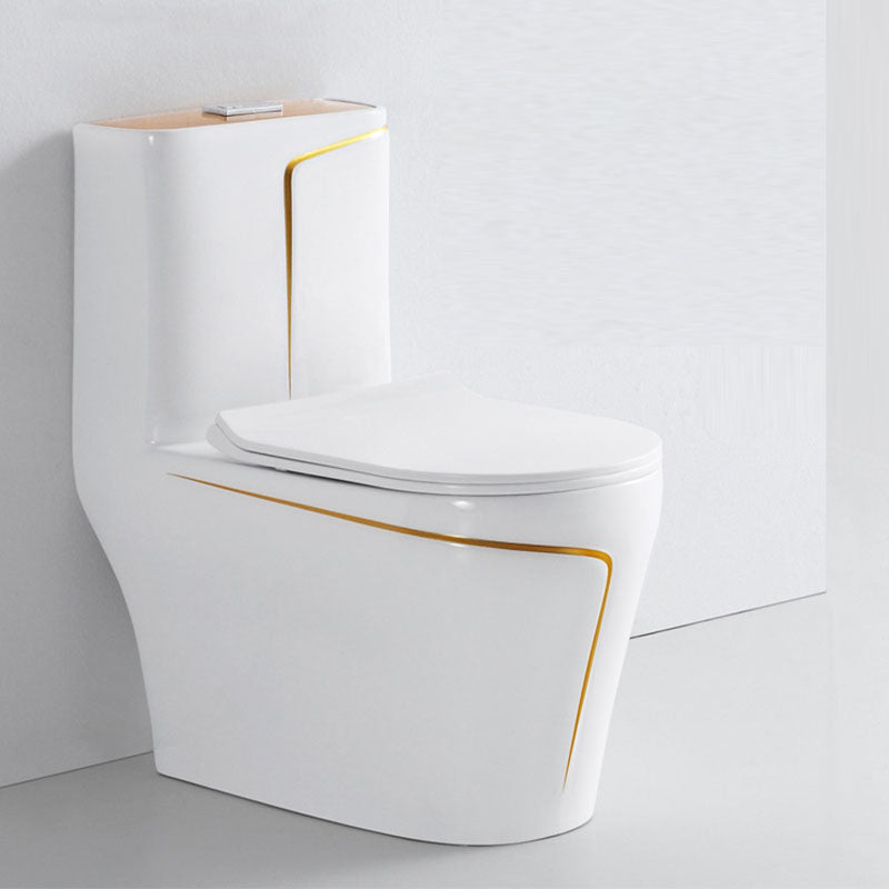 Siphon Jet Toilet Traditional One-Piece Toilet with Slow Close Seat